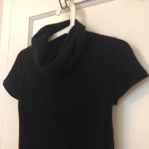 Black Cashmere Michael Kors Short-Sleeve Cowlneck